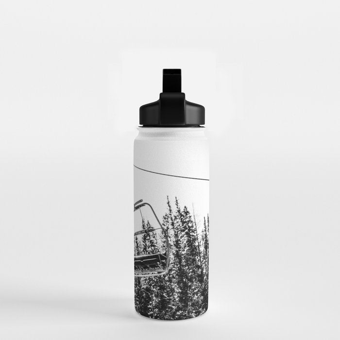 Empty Skilift // Black and White Snowboarding Dreaming of Winter Water Bottle Gallery Image 2