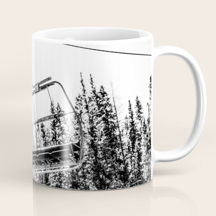 Empty Skilift // Black and White Snowboarding Dreaming of Winter Coffee Mug Gallery Image 1