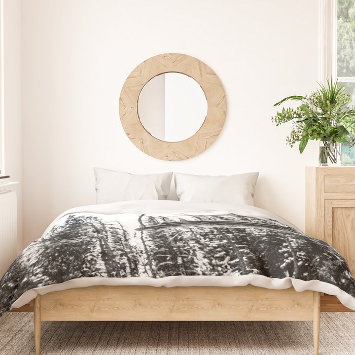 Empty Skilift // Black and White Snowboarding Dreaming of Winter Duvet Cover Gallery Image 3