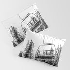 Empty Skilift // Black and White Snowboarding Dreaming of Winter Pillow Sham Gallery Image 3