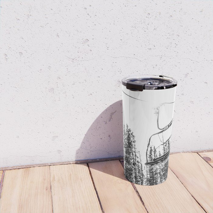 Empty Skilift // Black and White Snowboarding Dreaming of Winter Travel Mug Gallery Image 4