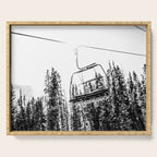 Empty Skilift // Black and White Snowboarding Dreaming of Winter Serving Tray Gallery Image 1