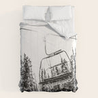 Empty Skilift // Black and White Snowboarding Dreaming of Winter Comforter Gallery Image 6