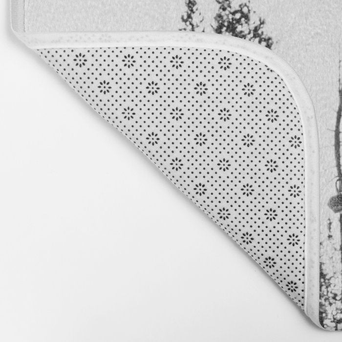 Empty Skilift // Black and White Snowboarding Dreaming of Winter Bath Mat Gallery Image 2