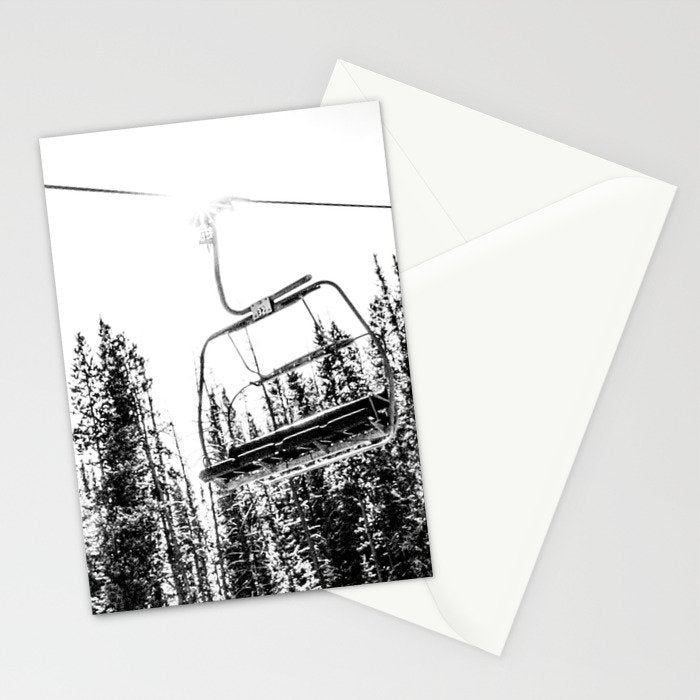 Empty Skilift // Black and White Snowboarding Dreaming of Winter Stationery Card Gallery Image 2