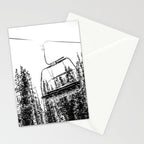 Empty Skilift // Black and White Snowboarding Dreaming of Winter Stationery Card Gallery Image 2