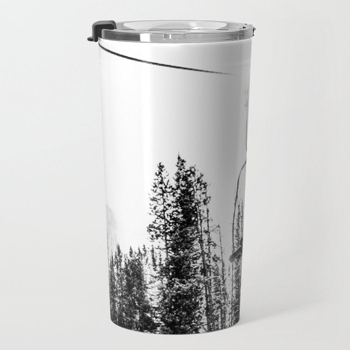 Empty Skilift // Black and White Snowboarding Dreaming of Winter Travel Mug Gallery Image 3