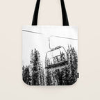 Empty Skilift // Black and White Snowboarding Dreaming of Winter Tote Bag Gallery Image 1