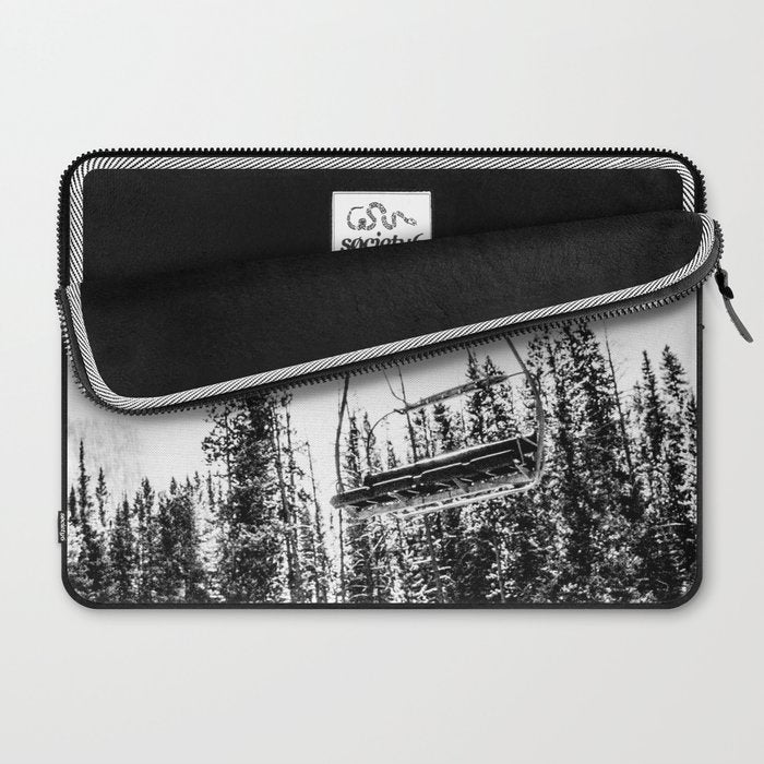 Empty Skilift // Black and White Snowboarding Dreaming of Winter Laptop Sleeve Gallery Image 2