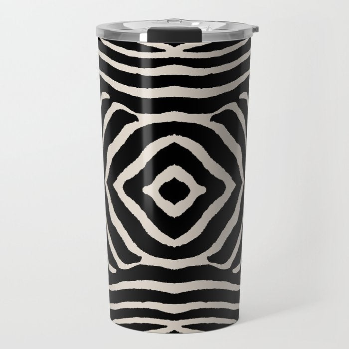 Zebra Wild Animal Print 724 Black and Linen White Travel Mug Gallery Image 1