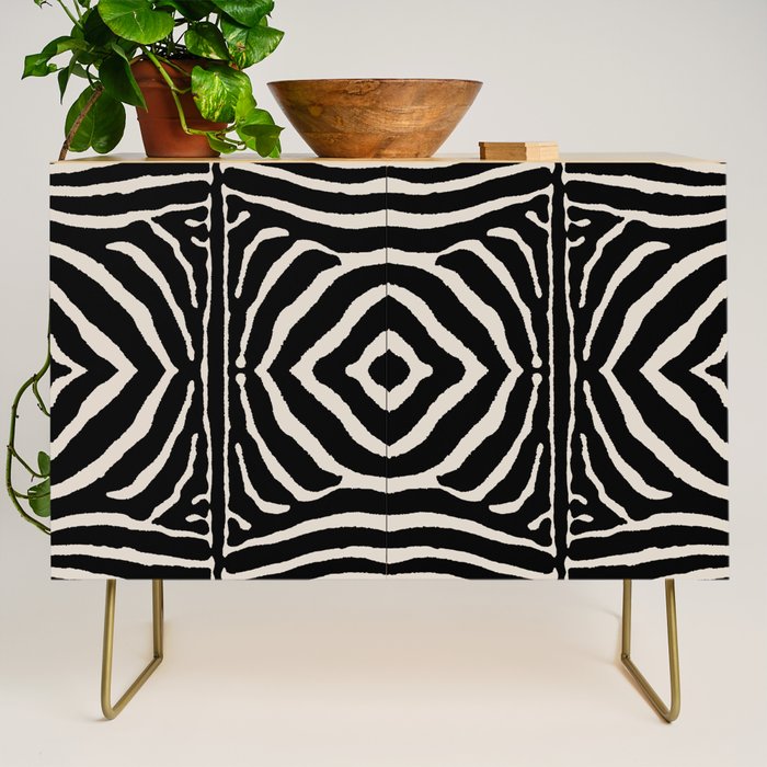 Zebra Wild Animal Print 724 Black and Linen White Credenza Gallery Image 1