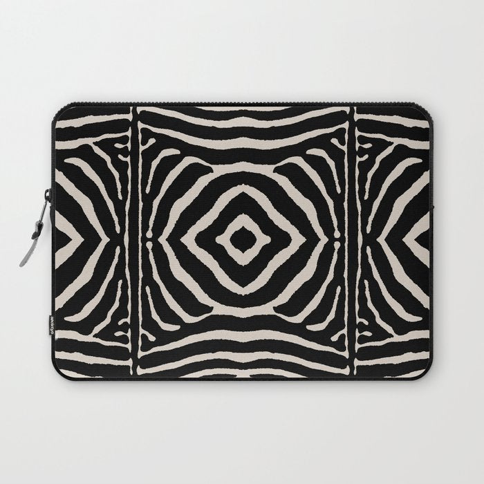 Zebra Wild Animal Print 724 Black and Linen White Laptop Sleeve Gallery Image 1