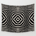 Zebra Wild Animal Print 724 Black and Linen White Wall Tapestry Gallery Image 4