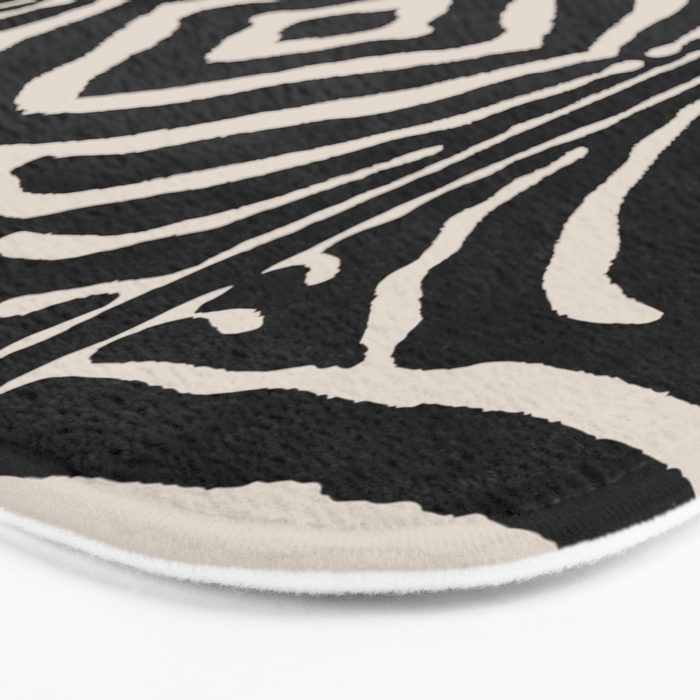 Zebra Wild Animal Print 724 Black and Linen White Bath Mat Gallery Image 3