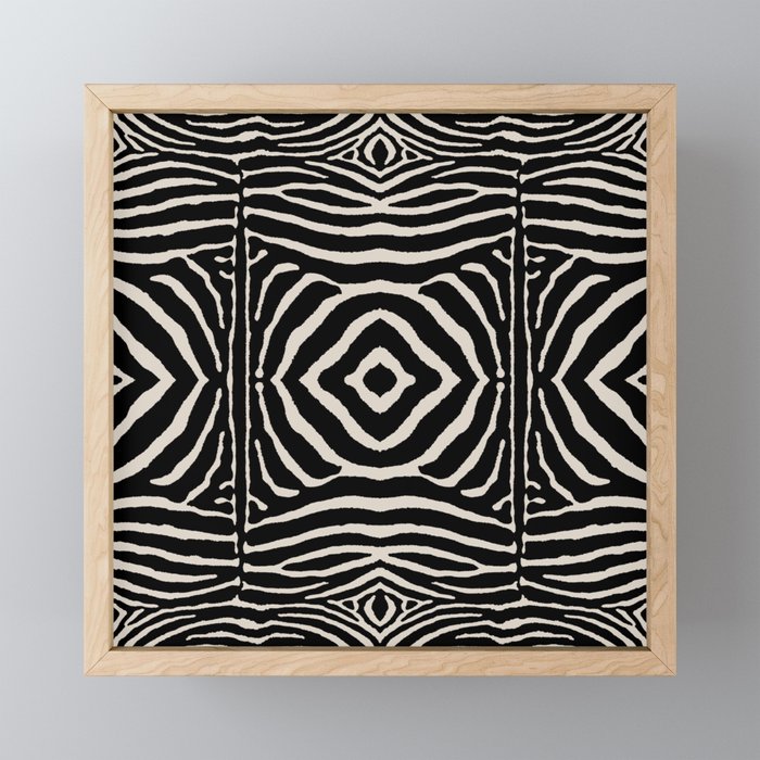 Zebra Wild Animal Print 724 Black and Linen White Mini Art Print Gallery Image 1