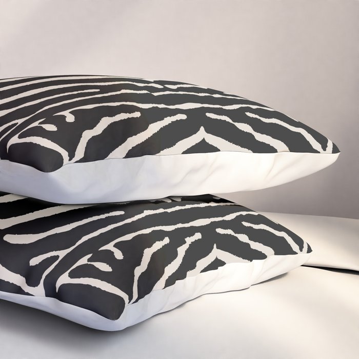 Zebra Wild Animal Print 724 Black and Linen White Pillow Sham Gallery Image 3