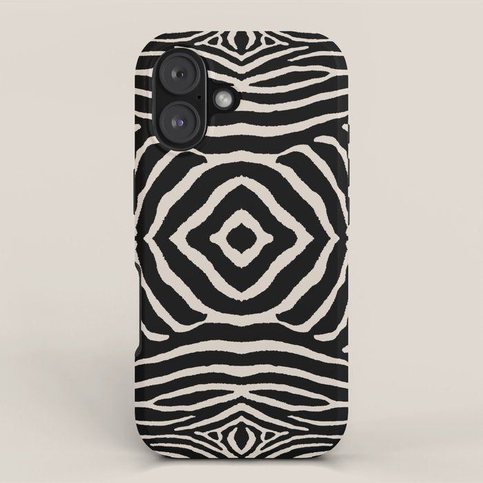 Zebra Wild Animal Print 724 Black and Linen White iPhone Case Gallery Image 1
