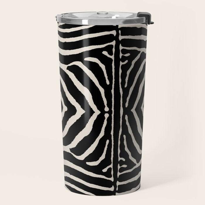 Zebra Wild Animal Print 724 Black and Linen White Travel Mug Gallery Image 2