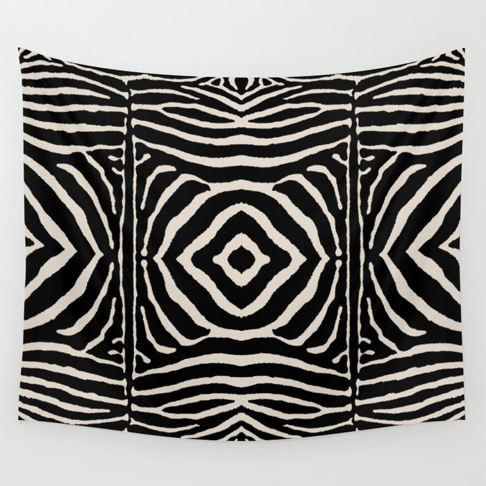Zebra Wild Animal Print 724 Black and Linen White Wall Tapestry Gallery Image 1