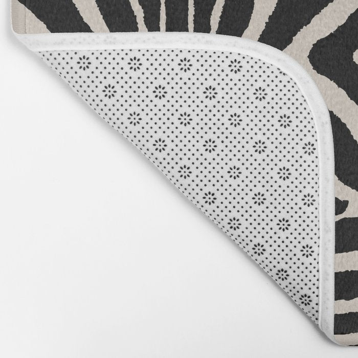 Zebra Wild Animal Print 724 Black and Linen White Bath Mat Gallery Image 2