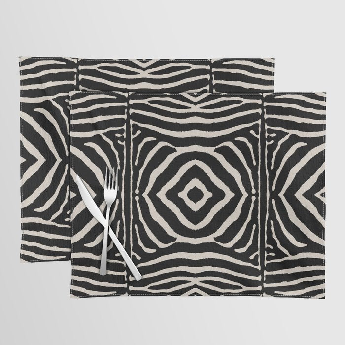Zebra Wild Animal Print 724 Black and Linen White Placemat Gallery Image 1
