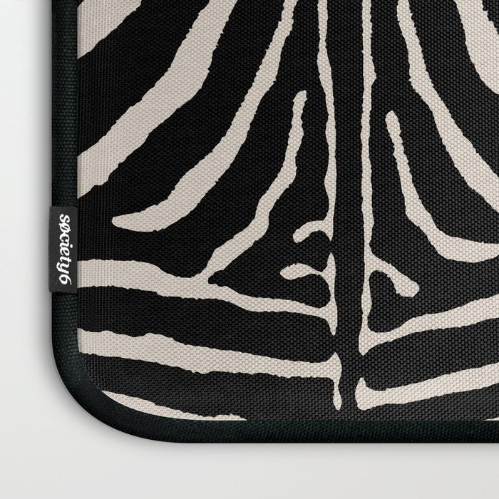 Zebra Wild Animal Print 724 Black and Linen White Laptop Sleeve Gallery Image 3