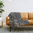 Zebra Wild Animal Print 724 Black and Linen White Throw Blanket Gallery Image 1