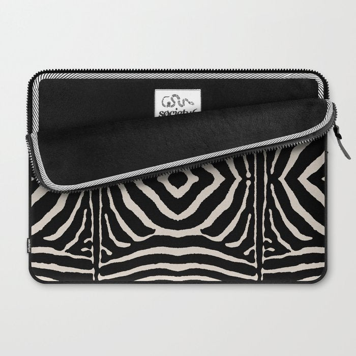 Zebra Wild Animal Print 724 Black and Linen White Laptop Sleeve Gallery Image 2