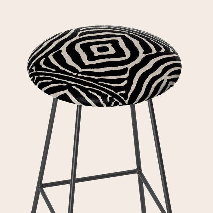 Zebra Wild Animal Print 724 Black and Linen White Stool Gallery Image 2