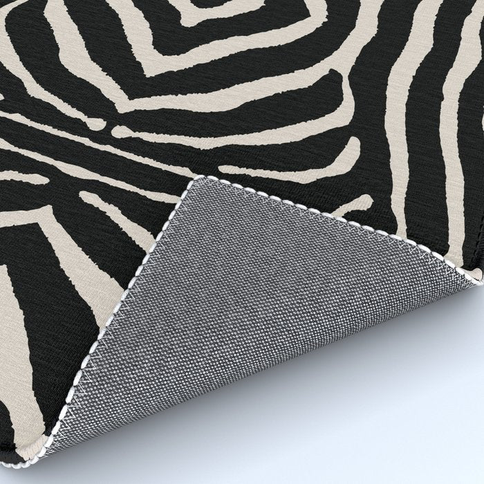 Zebra Wild Animal Print 724 Black and Linen White Rug Gallery Image 4