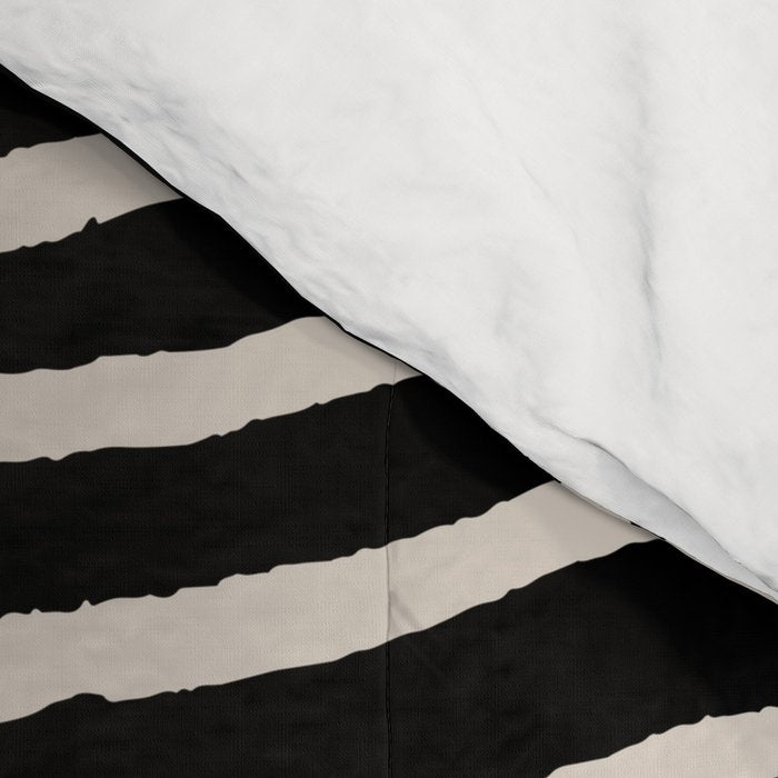 Zebra Wild Animal Print 724 Black and Linen White Comforter Gallery Image 4