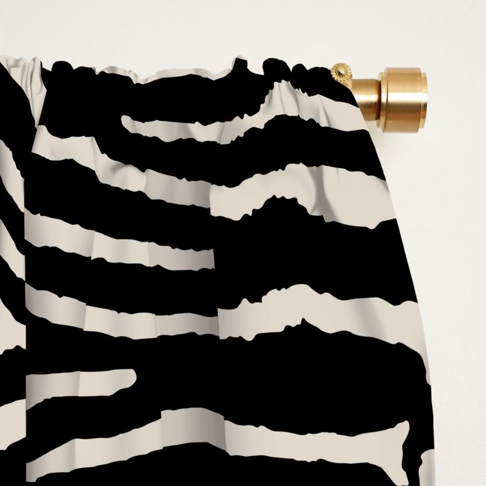 Zebra Wild Animal Print 724 Black and Linen White Window Curtain Gallery Image 2