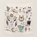 Boho Tribal Cowgirl Ephemera - cream Wall Tapestry Gallery Image 4