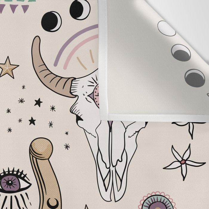 Boho Tribal Cowgirl Ephemera - cream Wall Tapestry Gallery Image 3