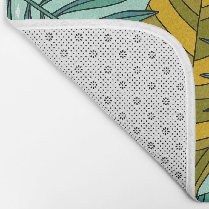 Tropical Leaves Print Bath Mat Gallery Image 2