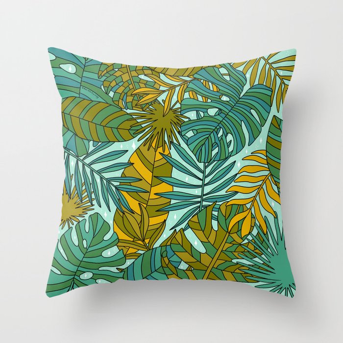 Tropical Leaves Print Throw Pillow Gallery Image 1