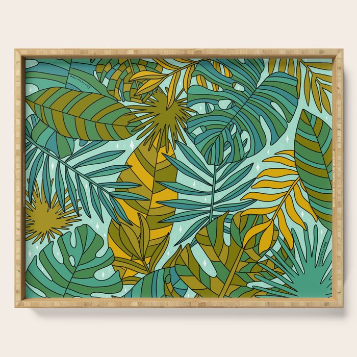 Tropical Leaves Print Serving Tray Gallery Image 1