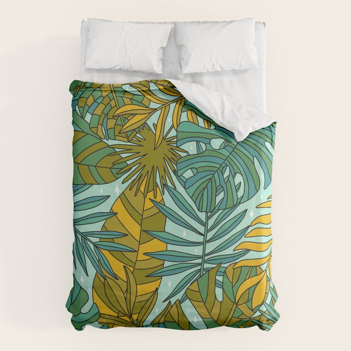Tropical Leaves Print Duvet Cover Gallery Image 6