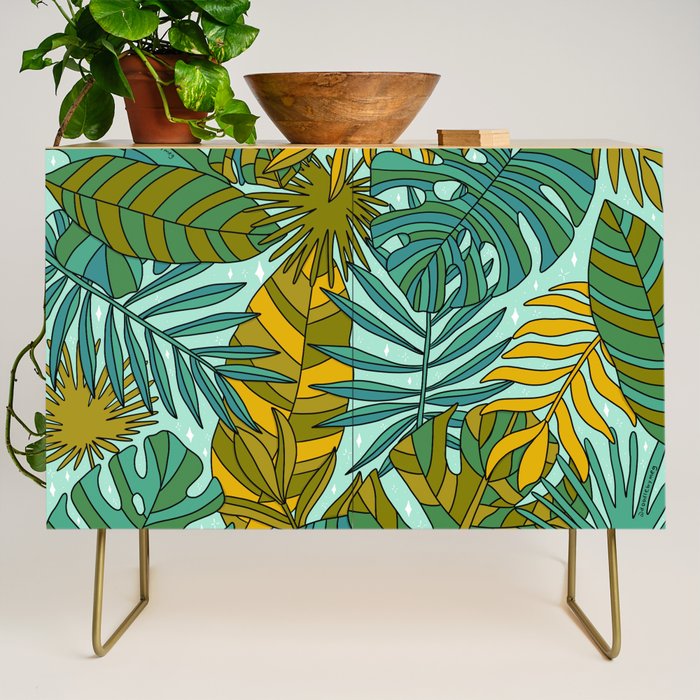 Tropical Leaves Print Credenza Gallery Image 1