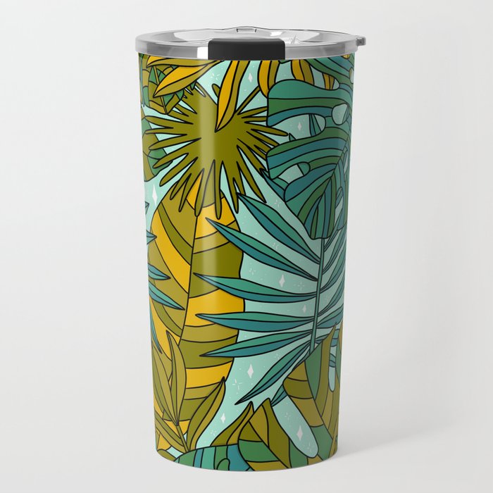 Tropical Leaves Print Travel Mug Gallery Image 1