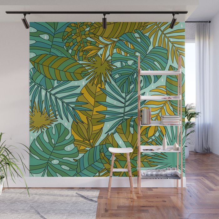 Tropical Leaves Print Wall Mural Gallery Image 1