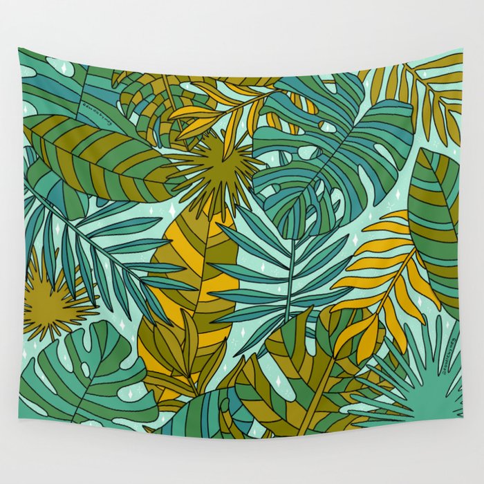 Tropical Leaves Print Wall Tapestry Gallery Image 4