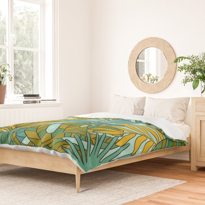Tropical Leaves Print Duvet Cover Gallery Image 2
