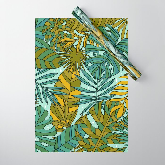 Tropical Leaves Print Wrapping Paper Gallery Image 1