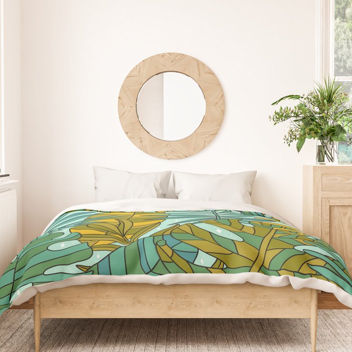 Tropical Leaves Print Duvet Cover Gallery Image 3