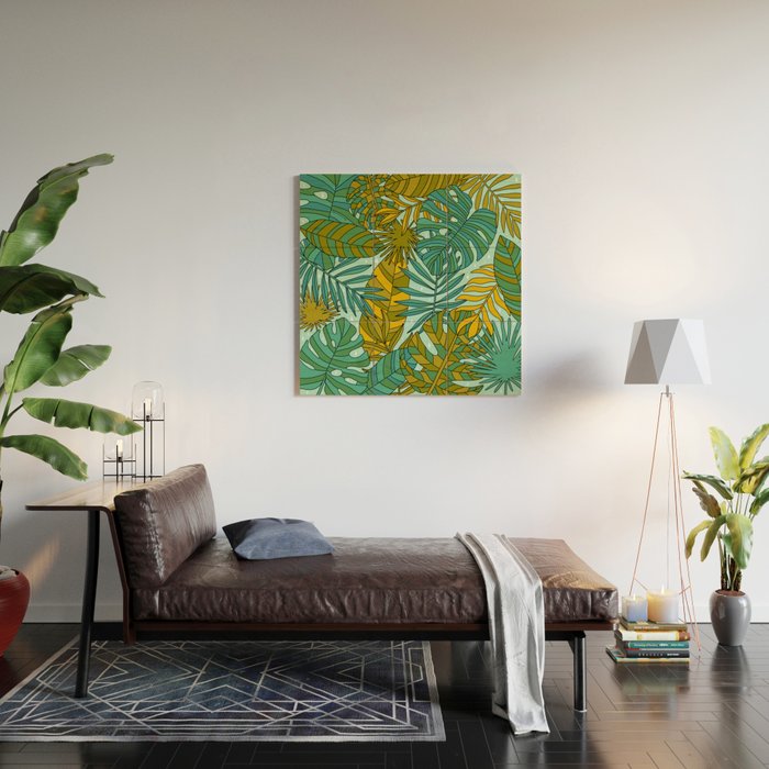 Tropical Leaves Print Wood Wall Art Gallery Image 2
