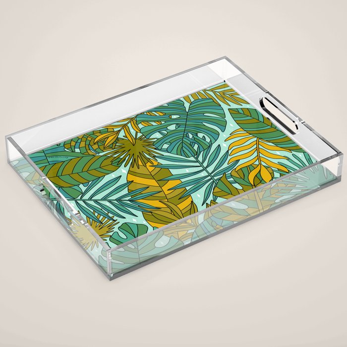 Tropical Leaves Print Acrylic Tray Gallery Image 1