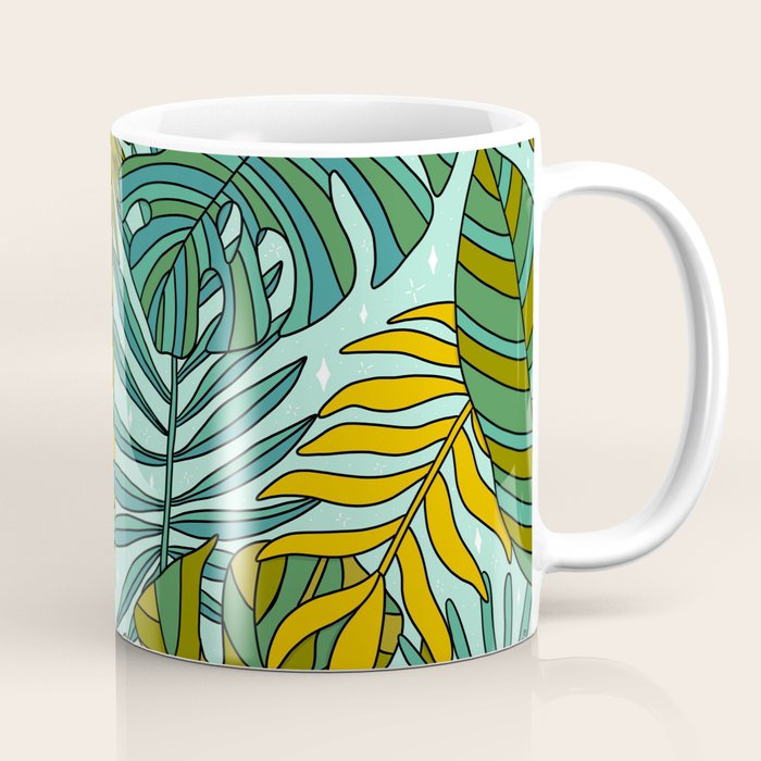 Tropical Leaves Print Coffee Mug Gallery Image 1