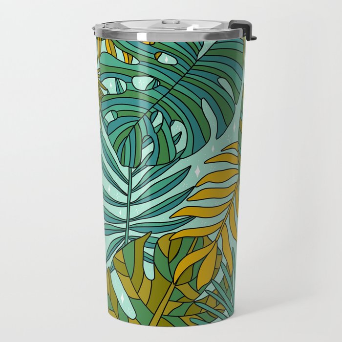 Tropical Leaves Print Travel Mug Gallery Image 2