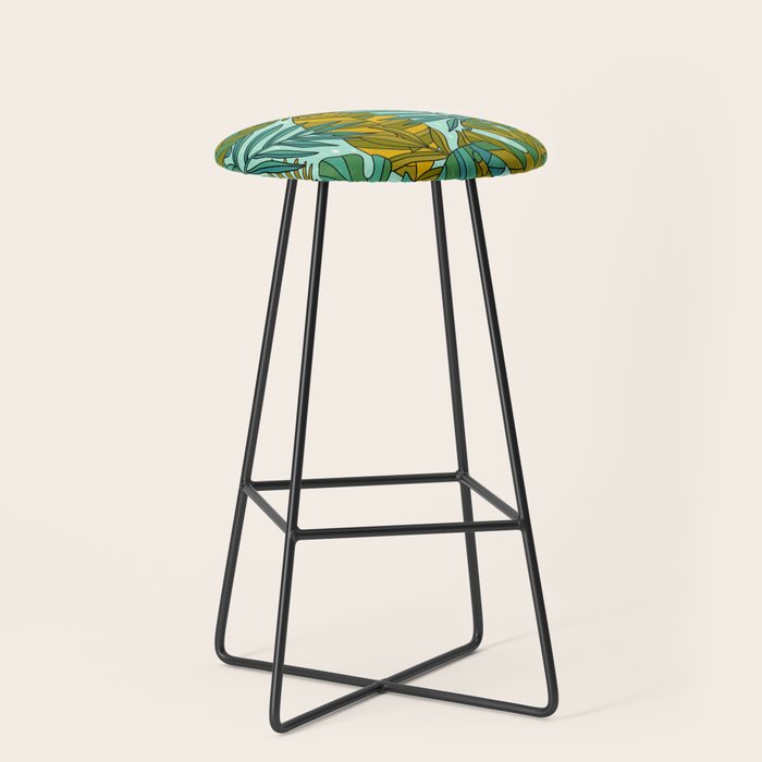Tropical Leaves Print Stool Gallery Image 1